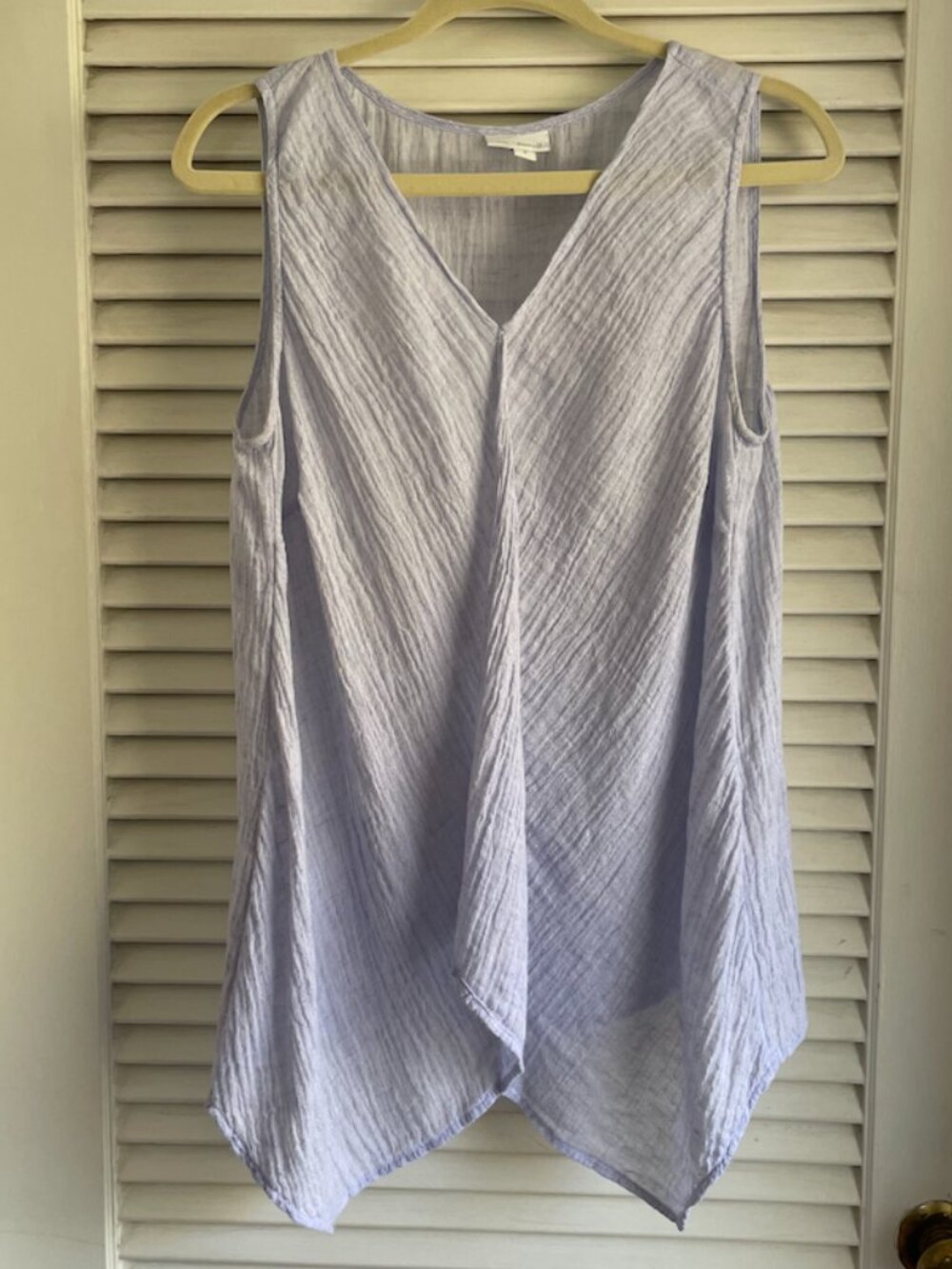 Pure Jill J. Jill Sz M 100% Linen Tank Top Light Blue Draped V Neck Relaxed